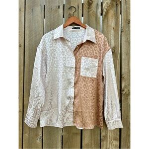leopard print button down